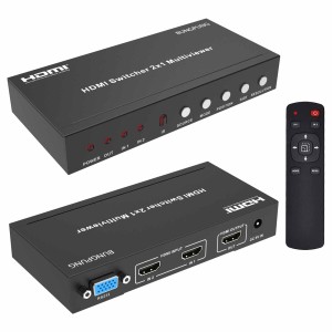 BUNGPUNG HDMI 画面分割切替器 2入力1出力 1080P@60Hz 2画面分割 表示切替器 複数の画面分割モード 全画面モードのシームレスな切り替え