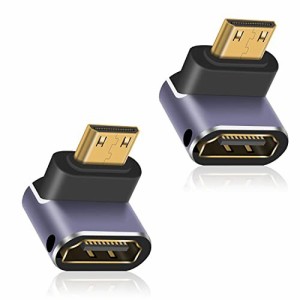 Duttek L字型HDMI Mini HDMI 変換アダプタ, 8K HDMIミニ HDMI2.1変換アダプター Mini HDMI(オス) to HDMI(メス) 延長アダプタ金メッキコ