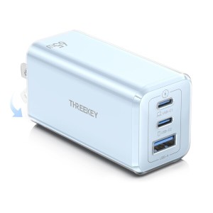 THREEKEY USB-C充電器 65W PD急速充電 3ポート搭載 GaN 窒化ガリウム素材使い 折り畳み式 小型 PPS規格とQC3.0規格をサポート iPhone/iPa