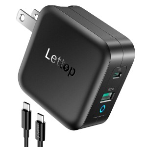 Lettop PD 充電器 usb充電器 65W 2ポートUSB-A & USB-C 急速充電器  Type C 急速充電器 iPhone/MacBook/ノートパソコン/Switchなど対応 (