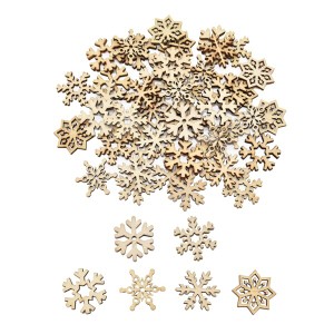 クリスマス オーナメント 木製 100個 雪の結晶 木材チップ スライス ペンダント クリスマスツリー オーナメント 北欧 クリスマス 飾り DI