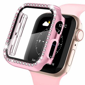 WASPO コンパチブル iWatchケース 44mm 保護フィルム付き クリスタルダイヤ付き アップルウォッチカバー 女性専用 全面保護ケース(44mm S