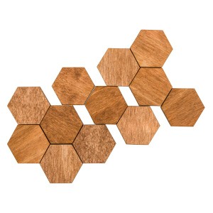 Wood You Buy 冷蔵庫マグネット オフィスマグネット 六角形冷蔵庫マグネット 自然で環境に優しい木製マグネット ブラウン Sサイズ