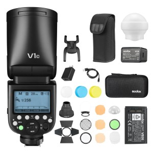 GODOX V1 Canon用 TTL対応 バッテリー内蔵型 ラウンドフラッシュ AK-R1 アクセサリーキット 適格請求書発行可