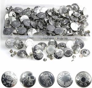100個ジーンズ ボタン, BetterJonny 20mm 金属ジーンズ ボタンタックボタン ジーンズ 調節可能な金属ボタンはジーンズ、ダウンジャケット