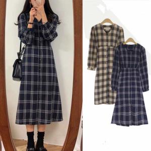 BURBERRY 七分袖 チェック柄ワンピース バーバリー風 チェック ワンピースの通販｜au PAY マーケット