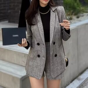 レディース ジャケット ボトムス スーツ セットアップ ショートパンツ ショート 長袖 スリム 細身 かわいい 大人可愛い きれいめ シンプ