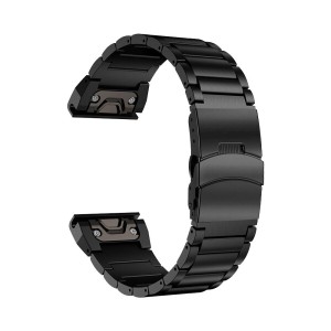 LDFAS Fenix 5X Plus Band, Sport Quick Release Easy Fit 26mm Stainless Steel Metal Bands with Safety Buckle for Garmin Fenix 5X/5