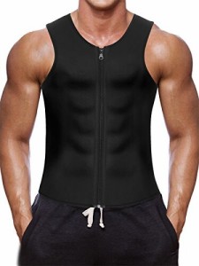 CtriLady サウナスーツ ウェア スポーツウェア 運動着 男性用 サウナ効果 トレーニングウェア シャツ お腹まわり 腹筋 メンズ ブラック (