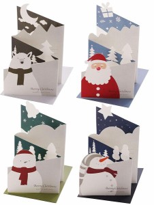 12枚 クリスマスカード 3D 立体 立つ  立つことできる ４倍展開できる クリスマス カード 封筒付き 12枚セット by A-Focus 4X3