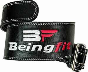 Beingfit トレーニングベルト リフティングベルト パワーベルト レザー 筋トレ ベルト トップフィジカー監修 (LARGE)