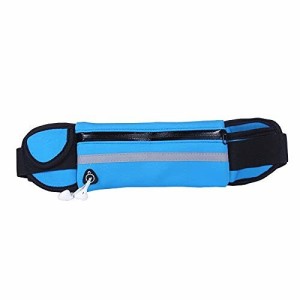 ランニング ポーチ ランニング スマホ 軽量 大容量 スポーツウエストバッグ イヤホンホール付き 夜間反射 (Blue)