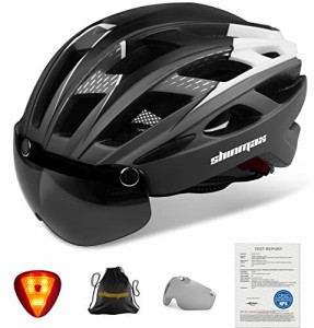 Shinmax 自転車 ヘルメット 大人 LEDライト 磁気ゴーグル付 ロードバイク ヘルメット CPSC認定済み 57~62cm 超軽量 通勤 通学 サイクリン