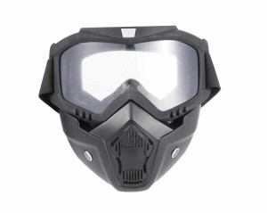 バイク用 フェイスガード曇らない 透明レンズ フェイスマスク ヘルメットマスク バイクゴーグル 防風 防塵