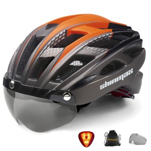 Shinmax 自転車 ヘルメット 大人 LEDライト 磁気ゴーグル付 ロードバイク ヘルメット CPSC認定済み 57~62cm 超軽量 通勤 通学 サイクリン