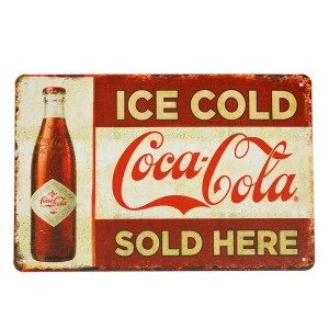 ICE COLD SOLD HERE DRINK サインボード 看板 店舗 車庫 バイク ガレージ おしゃれ ビンテージ バイカー インテリア ; AVSB-502