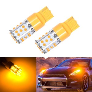 XADMIN T20 7440 車用ウィンカー サイドマーカー LEDバルブ 無極性 LED電球 W21W 35連 3030SMD 高輝度 2個セット （アンバー・オレンジ）