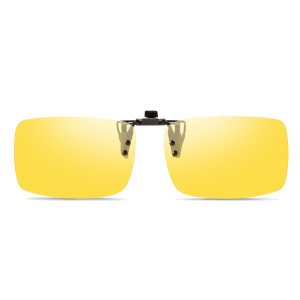 (SOXICK) クリップオン サングラス めがねの上から クリップ 偏光サングラス 偏光 跳ね上げ 前掛け式 偏光レンズ (黄色)
