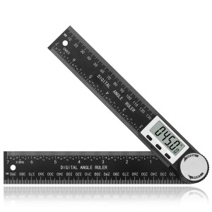 eSynic デジタル 角度計 分度器 200mm LCD液晶画面 自由調整 長さ測定 角度測定 電池付属 デジタルプロトラクター 耐久性 角度ゲージ デ