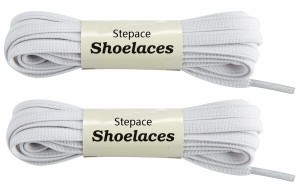 (Stepace) 2足 伸びる靴ひも 子供から大人までも使える 10色ゴムシューレース White 140