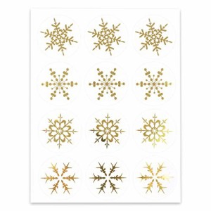 FUFUFU PRO ギフトシール クリスマス 雪の結晶 ラッピング 包装 ステッカー (ゴールド120枚)