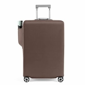 (GANNEPIE) 旅行のスーツケース保護カバー、茶色印刷、ポケット付きポールケース防塵カバー30〜32インチ