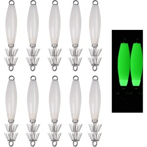 イカ釣り イカメタル 夜光 浮きスッテ イカメタル 仕掛け パワー ヤリイカ ケンサキイカ スルメイカ用 イカフック ケース付き 10本セット