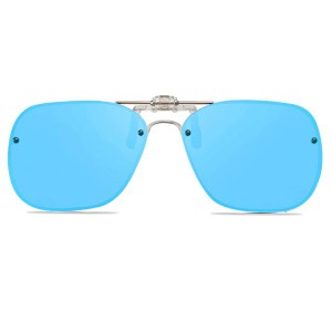 (FF FRAZALA) クリップオン サングラス メガネにつける クリップオン 跳ね上げタイプ 偏光レンズ メガネの上から (青い)