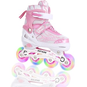 インラインスケート 子供用 3サイズ 調節可能 ローラースケート Inline skate 光る 耐久 静音 安全 運動 アウトドア 大人 学生 女の子 男