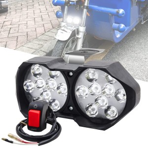 Aoling バイク ヘッドライト 2灯、汎用 ヘッドライト バイク オフロード スクーター ヘッドライト LED 12V バイク フォグランプ 補助灯 