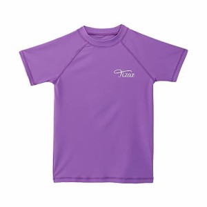 TIZAX キッズ ラッシュガード 子供 水着 半袖 Ｔシャツ UVカットUPF50+ (パープル, 150/10T)