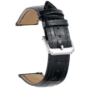 (BINLUN) レザー時計バンドクイックリリース 革腕時計ベルトメンズ レディース交換用 スマートウォッチベルトワニ革模様 (17MM，ブラック