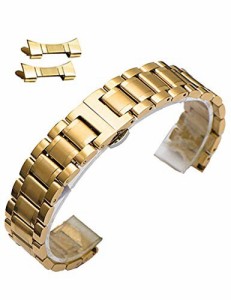 (Reinherz) 腕時計ベルト 腕時計バンド 替えストラップ 腕時計用 ステンレスベルト 汎用品 Dバックル付き  交換 防水性 金属ベルト プレ