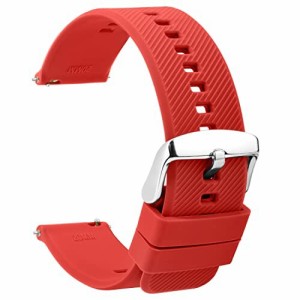 (TStrap) シリコン 時計 ベルト 22mm - ラバー メンズ 腕時計バンド レッド - スマートウォッチ ベルト 交換ベルト - 防水時計ストラップ