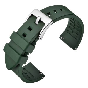 (ANNEFIT) フルオロラバー時計バンド 24mm フッ素ゴム腕時計ベルトQuick Release アーミーグリーン