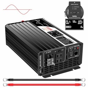 Xijia正弦波dc-acコンバーター 12v 正弦波 50 60切り替え 瞬間最大3000W,カーインバーター,AC コンセント×2 非常電源・に 防災 太陽光発