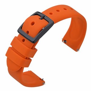(ANNEFIT) 時計バンド 18mm シリコン 腕時計替えベルト Quick Release スマートウォッチにも適用 オレンジ