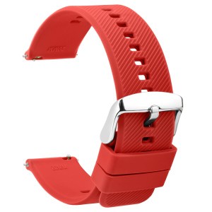 (TStrap) シリコン 時計 ベルト 20mm - ラバー メンズ 腕時計バンド レッド - スマートウォッチ ベルト 交換ベルト - 防水時計ストラップ