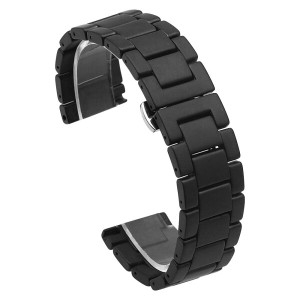 (Kai Tian) マット面 18mmウォッチバンド セラミック交換腕時計 ベルト 黒リストバンド エレガント女性用腕時計ブレスレット