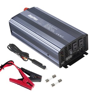 DayPlus カーインバーター 純正弦波 12V 1200W インバーター 最大 2400W DC12VをAC100に変換 ACコンセント×2 USBソケット 車用 コンバー