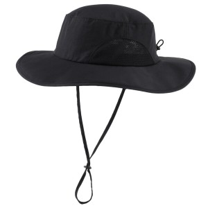 (Connectyle) UPF50+ 日除け帽子 サファリハット メンズ レディース つば広 UVカット ハット 折りたたみ 釣り帽子 ブラック