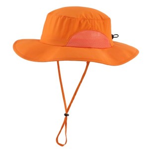 (Connectyle) UPF50+ 日除け帽子 サファリハット メンズ レディース つば広 UVカット ハット 折りたたみ 釣り帽子 オレンジ
