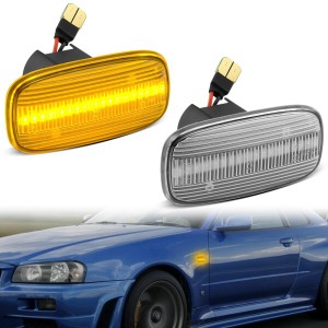 NEIFILES bnr34 サイドマーカー LED スカイライン r34 GT-R 後期 シルビアs15 セレナ C24 サイドウインカー c34 ステージア サニー G10 