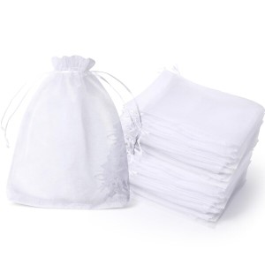 ラッピング 袋 透明 オーガンジー 巾着 巾着袋 ポーチ ギフト 小分け袋 プレゼント (17x23cm 20枚)