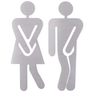 トイレサイン トイレ 標識 トイレサインプレート お手洗い 表示 案内 男性 女性 車椅子 おむつ交換台 おしゃれ (男女 シルバー)