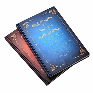 PLEAVIT アンティーク ノート 魔導書 日記帳 レトロ ダイアリー A5 2冊 色違い セット(青/茶)