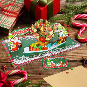 Lecone クリスマスカード 3D立体 15*20cm おしゃれ メッセージカード クリスマス 封筒テープ付き、クリスマス柄 可愛い お祝い 挨拶 雪だ