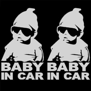 BORDER. ベビーインカー ステッカー 車 セーフティサイン 2枚組 赤ちゃんが乗っています 反射シール  (白銀2枚)