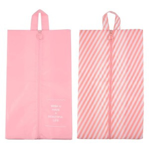 PATIKIL 防水シューズバッグ 2個 旅行収納袋 携帯用シューズオーガナイザー ジッパー付き 旅行屋外用 ピンク ストリップピンク