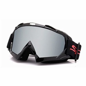 (WL Products) スポーツ ゴーグル スキー スノボー 軽量 メガネ 併用可能 ウィンタースポーツ バイク モトクロス (ブラック/ミラーレンズ